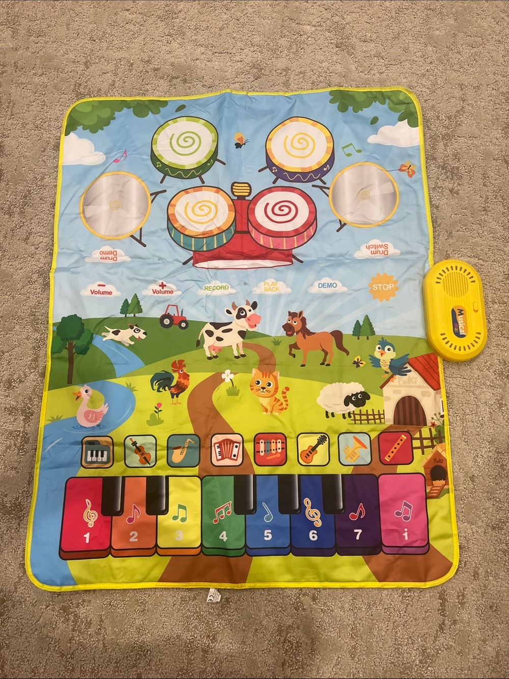 Kids Musical Play Mat Piano Keyboard - Blue/Yellow